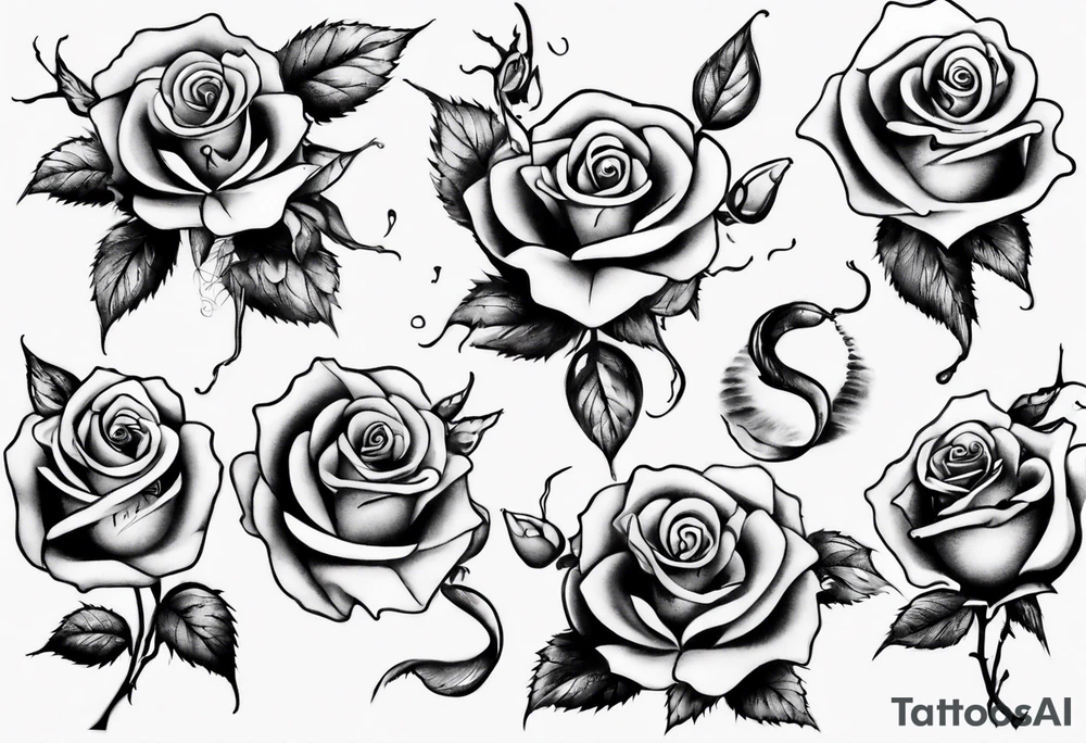 music, roses tattoo idea