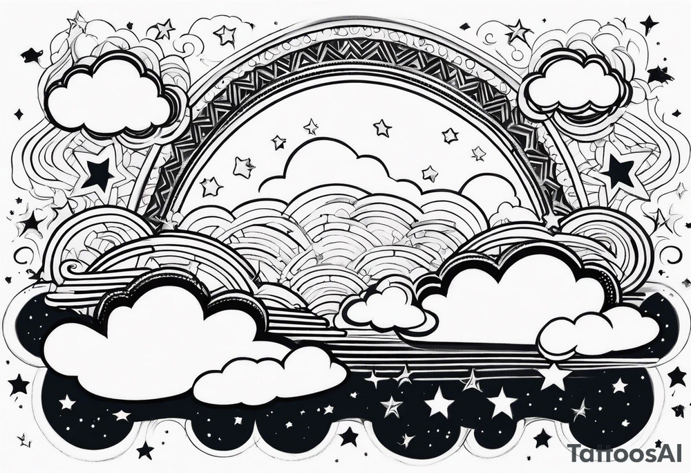 clouds with stars tattoo idea