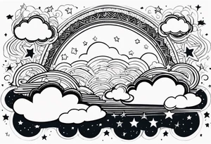 clouds with stars tattoo idea