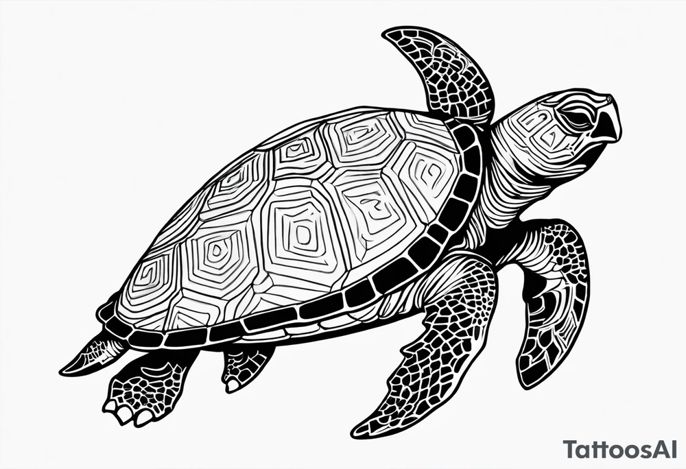 tropical psychedelic turtle's back, top down view, as seen from above tattoo idea
