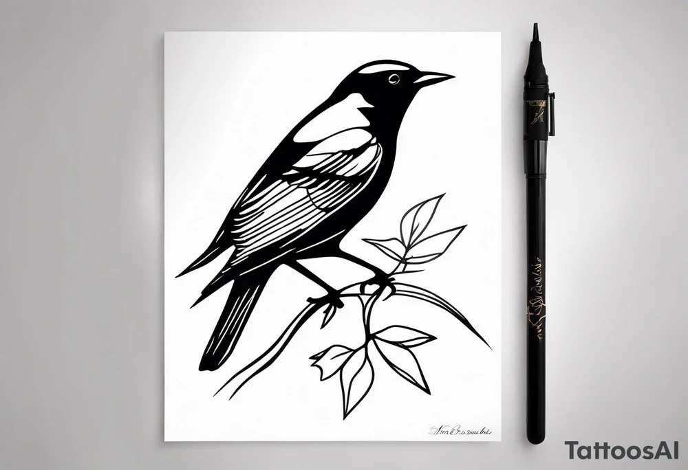 A semi abstract blackbird based on the Beatles song blackbird tattoo idea