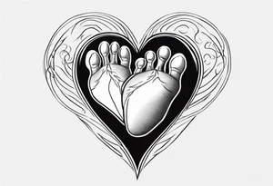 A heart with a CTG line. There are 2 small baby feet in the CTG line tattoo idea
