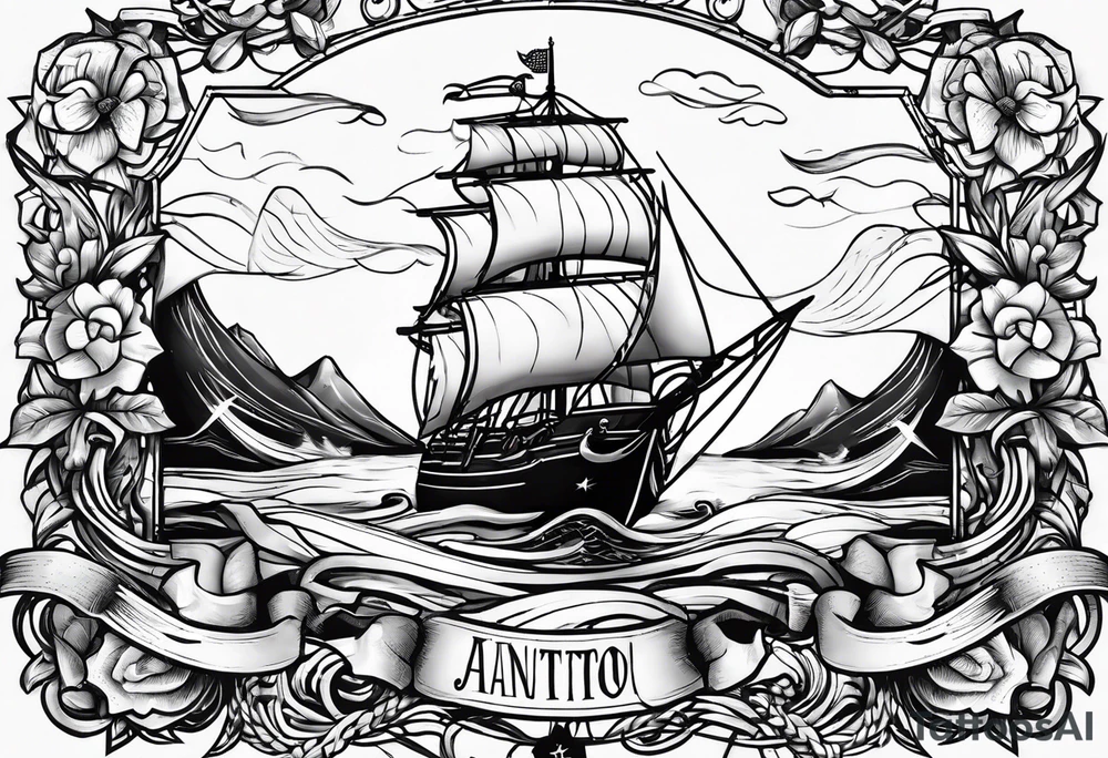 Anchor with ribbon around it with the names Blakely and Jaxton tattoo idea