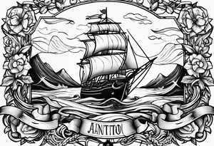 Anchor with ribbon around it with the names Blakely and Jaxton tattoo idea