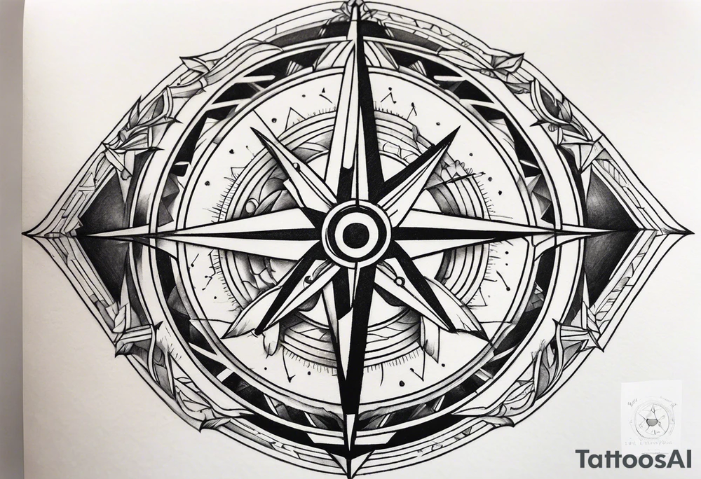 full arrow compass tattoo idea