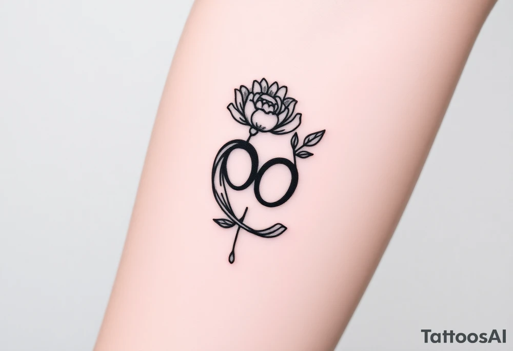zodiac sign "pisces + cancer" inside a flower tattoo idea
