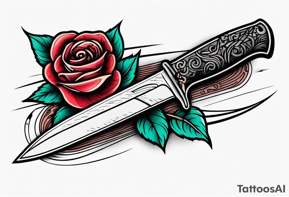 Messer mit Stacheldraht und Rose tattoo idea