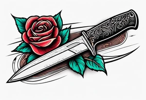 Messer mit Stacheldraht und Rose tattoo idea