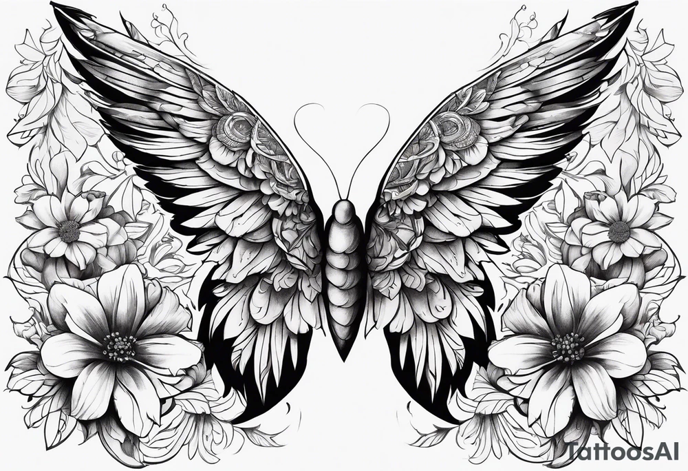 wing, flower, tattoo idea