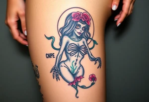 Zombie pinup girl tattoo idea