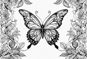 vines of leaves and butterfly tattoo idea