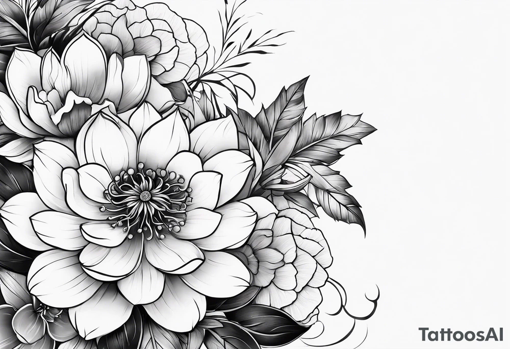 traditional Japanese flowers, whole sleeve tattoo idea