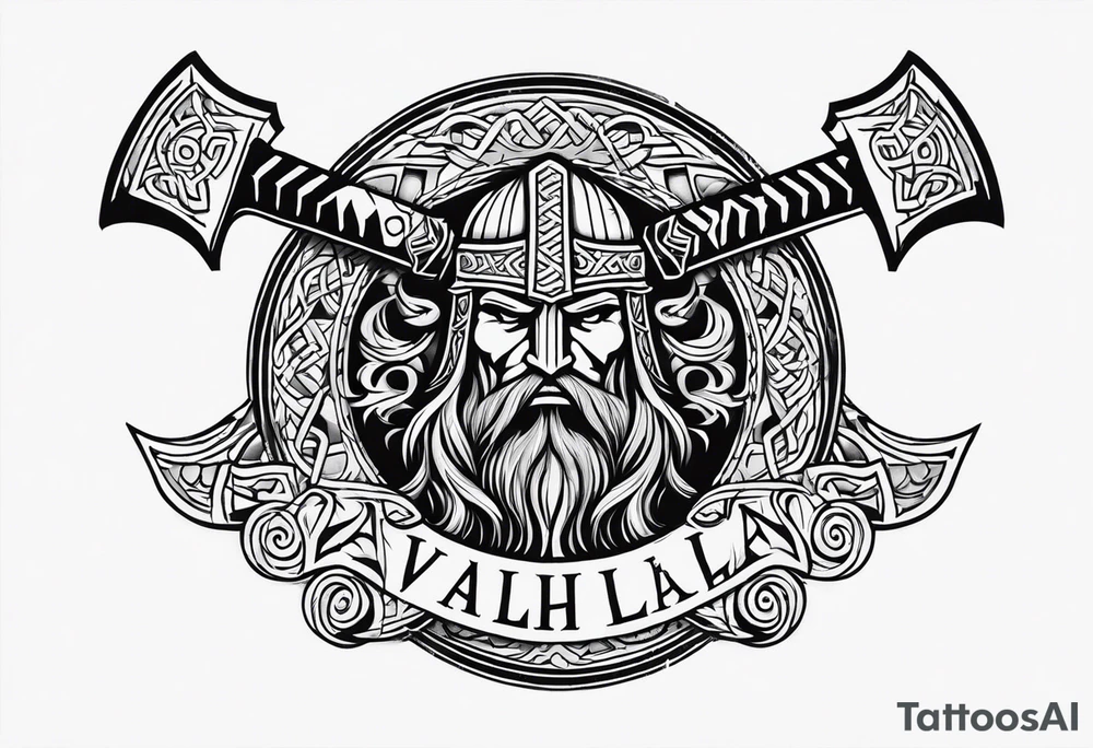 Valhalla viking shield axe sword warrior tattoo idea