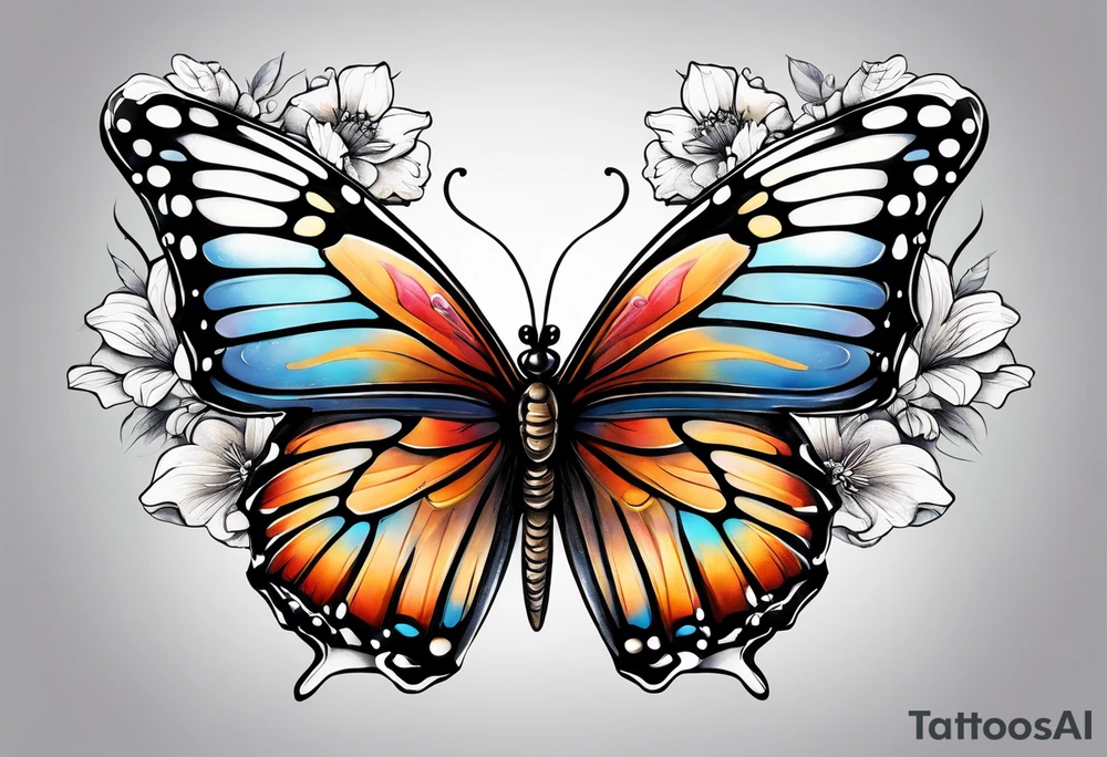 butterfly, snow, flower tattoo idea