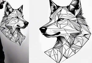 Un loup énervé avec la moitié de sa tête en squelette tattoo idea