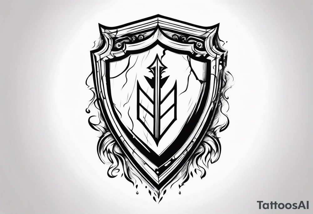 Shield ricocheting tears tattoo idea
