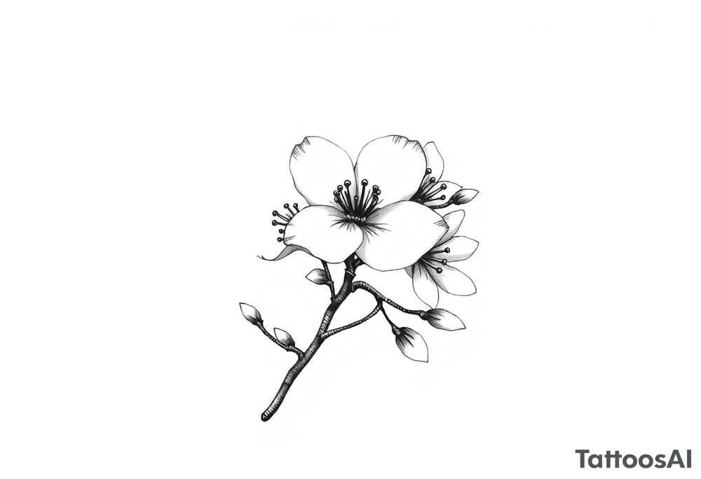 Cherry blossom with round petals tattoo idea