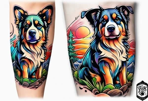 Dog outdoor theme arm sleeve tattoo idea