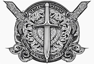 Valhalla sword shield fire tattoo idea