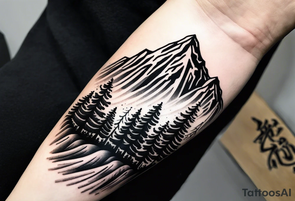 I want my tattoo to be a tree line, then a mountain, then more tree line a straight tattoo for my forearm tattoo idea