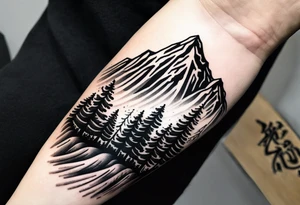 I want my tattoo to be a tree line, then a mountain, then more tree line a straight tattoo for my forearm tattoo idea