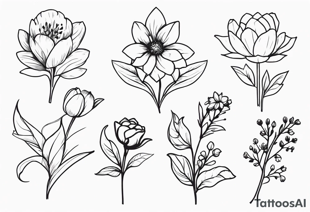 flower bouquet from the birth month flowers of march may june july tattoo idea