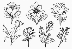 flower bouquet from the birth month flowers of march may june july tattoo idea