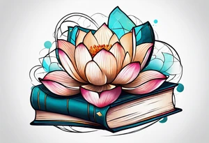 Lotus flower stack of books tattoo idea