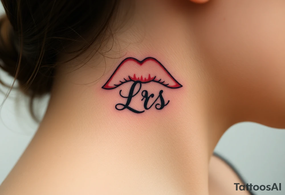 Small Kiss mark with the initials lrs tattoo idea