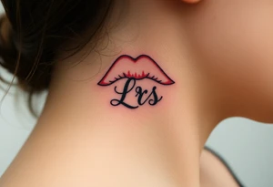 Small Kiss mark with the initials lrs tattoo idea