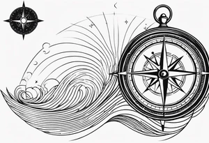 Vintage compass and waves. tattoo idea