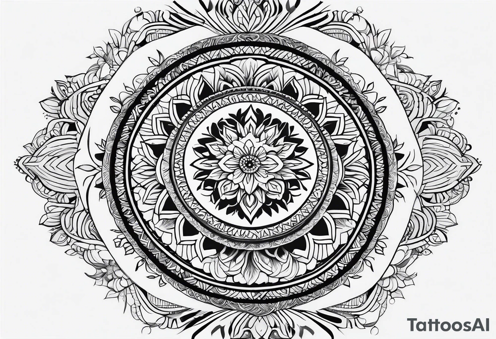 minimalistic delicate mandala with tree motif tattoo idea