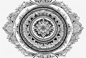minimalistic delicate mandala with tree motif tattoo idea