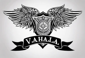 Valhalla sword shield banner tattoo idea