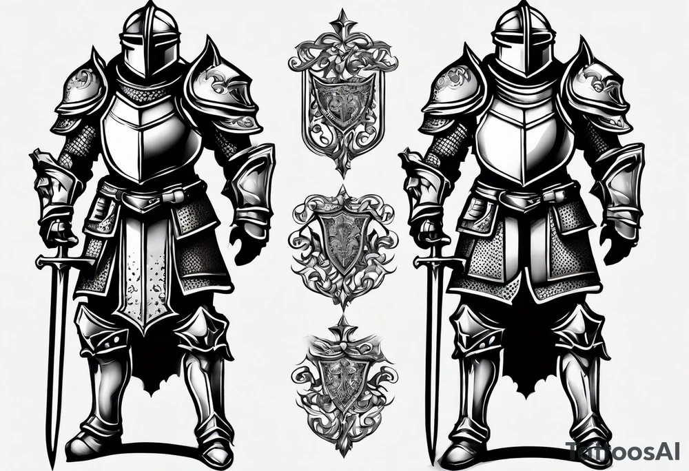 knight in heavy armor full body tattoo idea