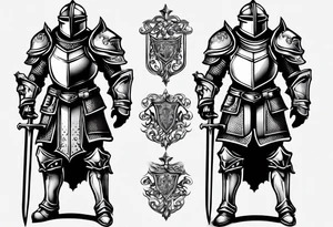 knight in heavy armor full body tattoo idea
