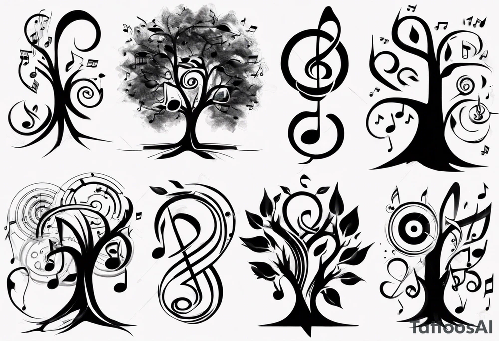 music speaker note tree tattoo idea