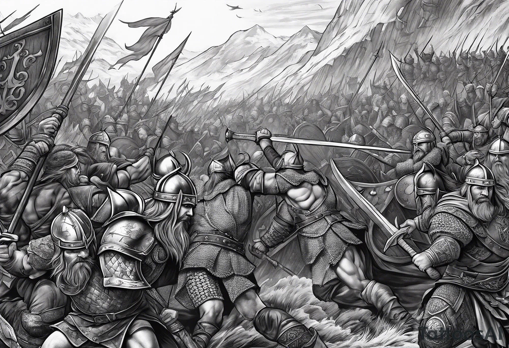 Viking battle scene to go on a back tattoo idea