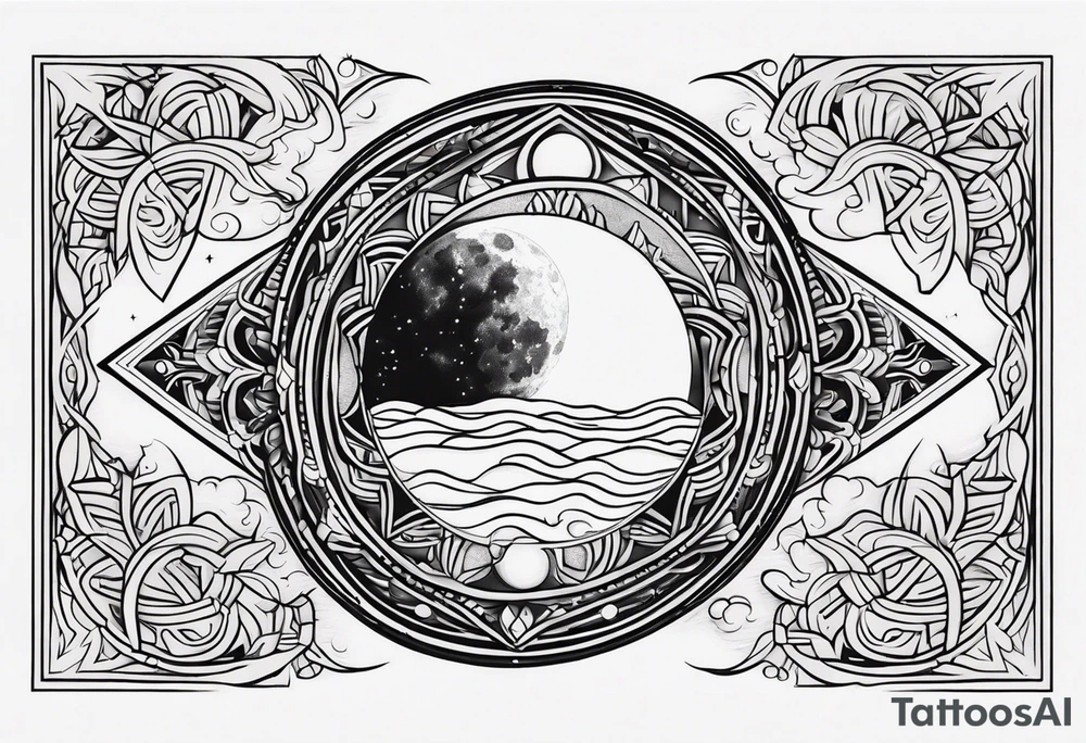 Moon water and sun earth tattoo idea