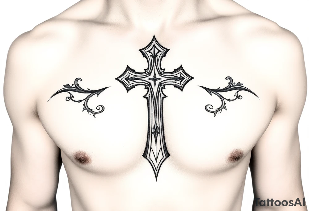 Gothic style cross tattoo idea