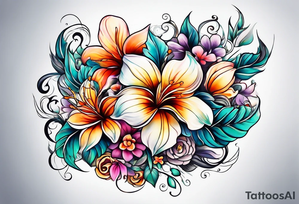 sea, flower tattoo idea