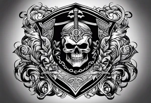 Valhalla gates sword shield axe tattoo idea