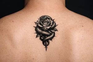 Snake wrapped around rose make it look realistic and hot tattoo idea