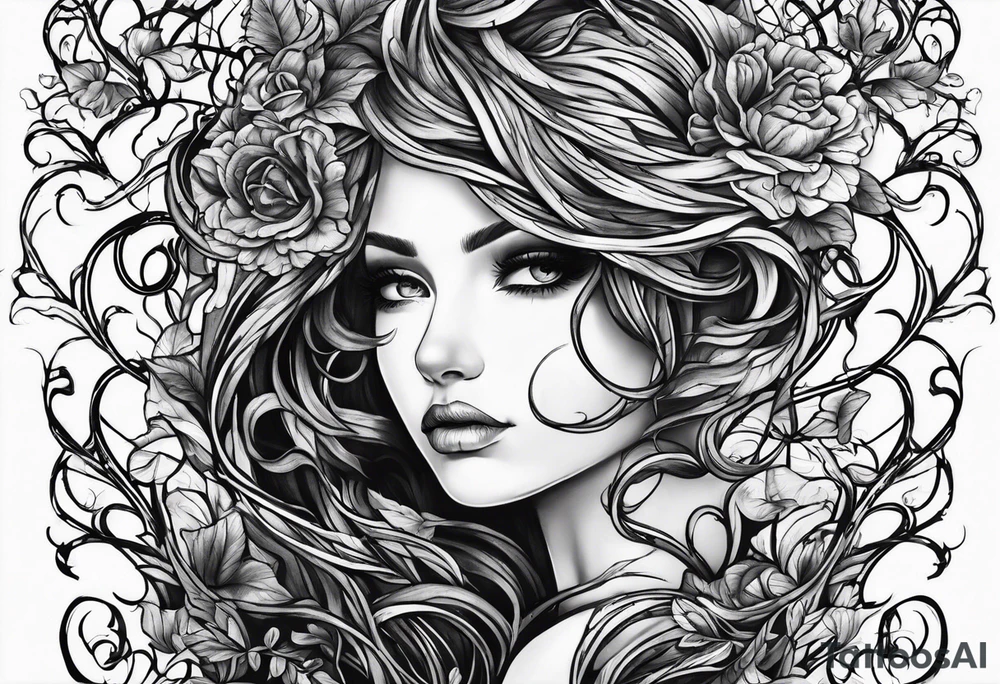 long decaying vines tattoo idea