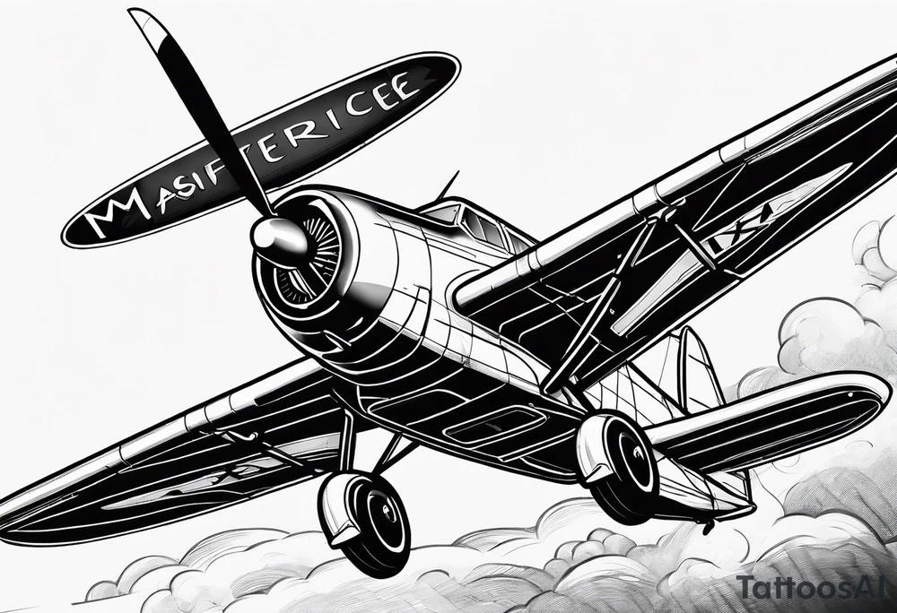 sketch of adventure plane in perspective from the bottom tattoo idea