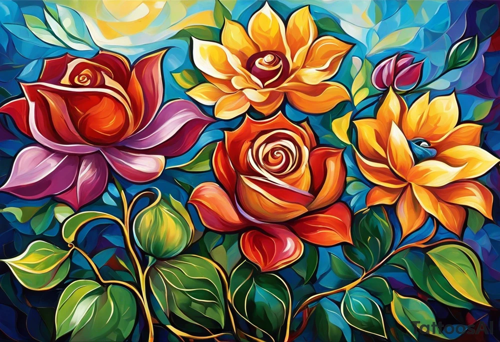 - Three flowers: Choose three different flowers to represent each of your children - a rose for Aniya, a sunflower for Amari, and a lotus for Ameer.
- Vines and leaves: Include intertwining vines and leaves to symbolize the growth and connection of your family. Arrange them so that Aniya's vine starts at the bottom, Amari's vine intertwines in the middle, and Ameer's vine wraps around the top.
- Birth times: Use roman numerals to represent the birth times of your children - "IV:LVII" (4:57 am), "VI:LII" (6:51 am), and "V:XXXIII" (5:33 am). Place them near the corresponding flower or within the vines. tattoo idea