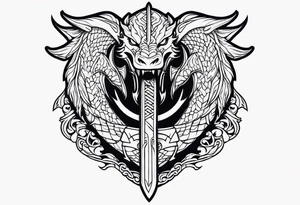 Valhalla prayer sword shield dragon axe tattoo idea