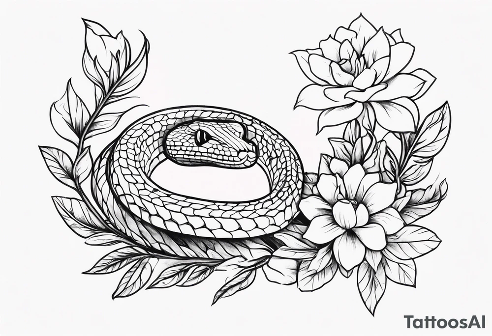 Snake and flowers tattoo idea