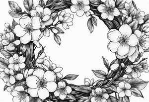 Wreath of cherry blossoms tattoo idea