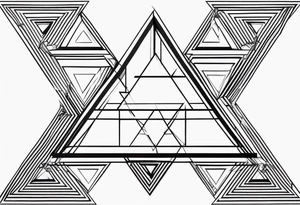 Fractal auto similar triangles centered, left and right of the tattoo need to be mirror tattoo idea